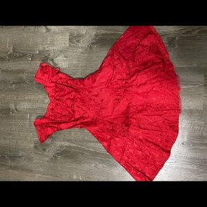 Red off shoulder dress